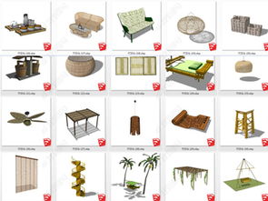美丽乡村竹子文化 竹家具与竹艺饰品的设计模型合集
